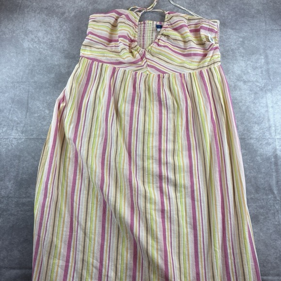 Old Navy Dress Womens XL Beige Striped O-Ring Halter Romper Pink Stripe NEW - Picture 3 of 11